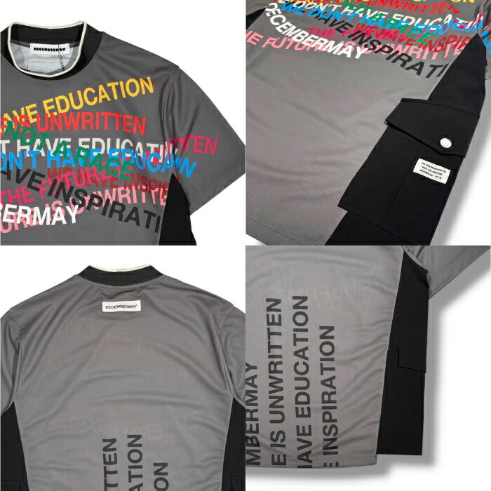 DECEMBERMAY ディセンバーメイ ゴルフウェア メンズ レディース UNISEX Shimmering side pocket mockneck tee 半袖モックネックシャツ 吸湿速乾 UVカット 遮熱 2WAYストレッチ 4-605-1119