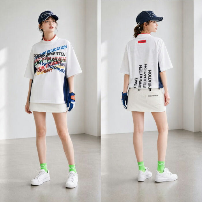 DECEMBERMAY ディセンバーメイ ゴルフウェア メンズ レディース UNISEX Shimmering side pocket mockneck tee 半袖モックネックシャツ 吸湿速乾 UVカット 遮熱 2WAYストレッチ 4-605-1119