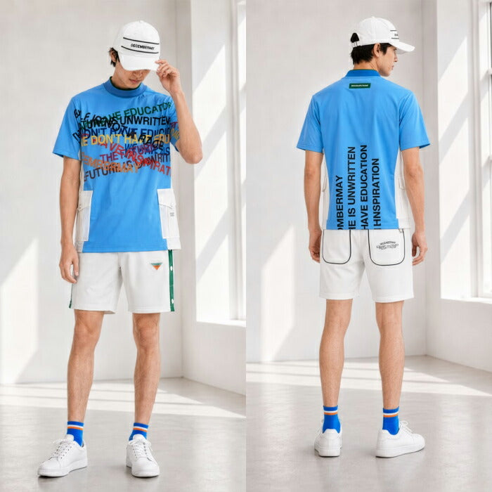 DECEMBERMAY ディセンバーメイ ゴルフウェア メンズ レディース UNISEX Shimmering side pocket mockneck tee 半袖モックネックシャツ 吸湿速乾 UVカット 遮熱 2WAYストレッチ 4-605-1119