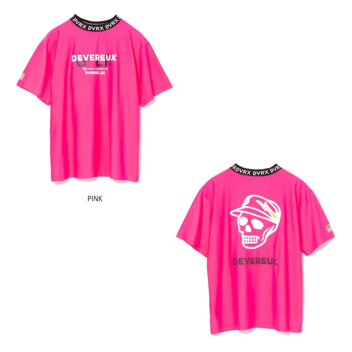 DEVEREUX GOLF デヴァローゴルフ ゴルフウェア メンズ DVRXリブモックSkull Caddie TEE 接触冷感 モックネックTシャツ 763572014