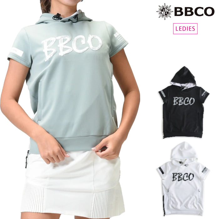 BBCO GOLF ビビコゴルフ レディース ゴルフウェア 半袖パーカー WOMEN’S CARDBOARD KNIT HOODIE (KNITTED FABRIC)  防シワ 軽量感 接触冷感 紫外線防止 A2-2503-11