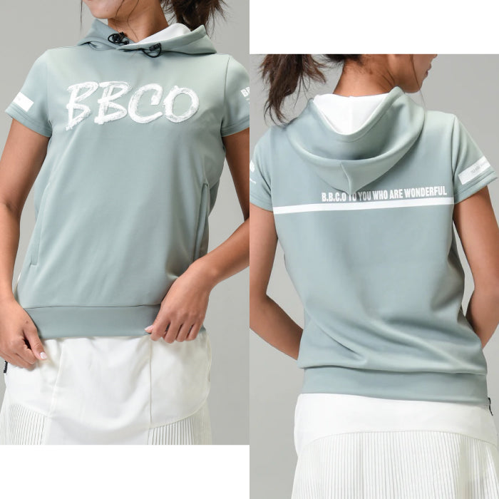 BBCO GOLF ビビコゴルフ レディース ゴルフウェア 半袖パーカー WOMEN’S CARDBOARD KNIT HOODIE (KNITTED FABRIC)  防シワ 軽量感 接触冷感 紫外線防止 A2-2503-11