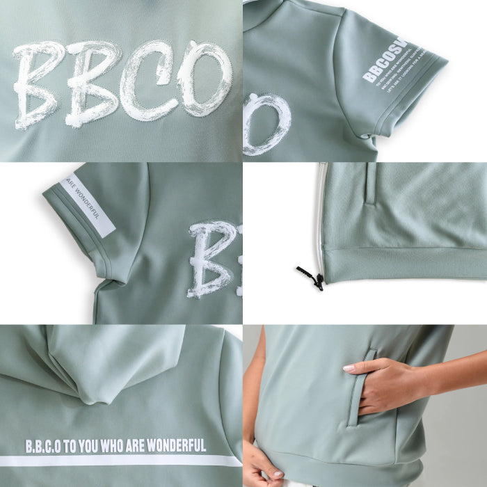 BBCO GOLF ビビコゴルフ レディース ゴルフウェア 半袖パーカー WOMEN’S CARDBOARD KNIT HOODIE (KNITTED FABRIC)  防シワ 軽量感 接触冷感 紫外線防止 A2-2503-11