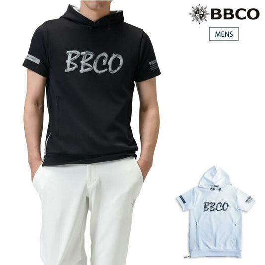 BBCO GOLF ビビコゴルフ メンズ ゴルフウェア 半袖パーカー MEN'S CARDBOARD KNIT HOODIE (KNITTED FABRIC) 防シワ 軽量感 接触冷感 紫外線防止 A1-2503-11