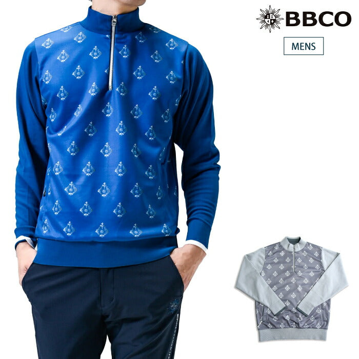 BBCO GOLF ビビコゴルフ メンズ ゴルフウェア ジップアップ長袖シャツ Aligned baroque pattern A1-7101-11