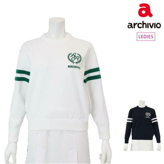 archivio アルチビオ ゴルフウェア レディース エンブレム風ロゴニット セットアップ対応 a458218