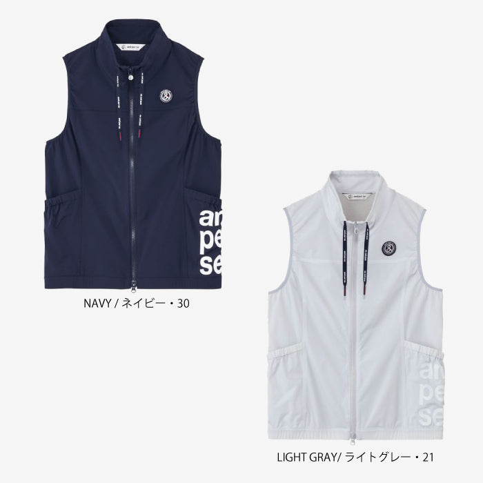 and per se アンパスィ ゴルフウェア レディース AIRJUSTERスタンドカラーベスト マルチストレッチ 軽量 保温 抗菌防臭 起毛裏地 ダブルファスナー aff1006g2