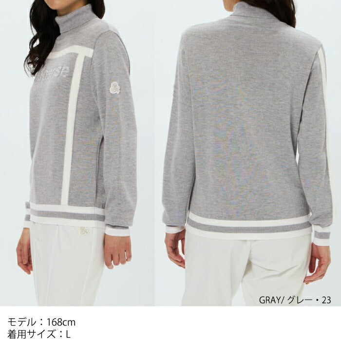 and per se アンパスィ ゴルフウェア レディース タートルネックセーター ウール混 保温 洗濯可 ハイゲージ ニット 定番品 AFF2375B8