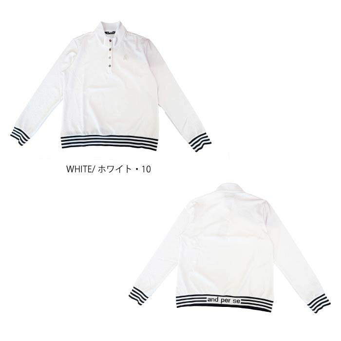 and per se アンパスィ ゴルフウェア レディース ジャカードジャージ長袖シャツ マルチストレッチ UVカット 吸汗速乾 上質な大人感 AFF9395W1