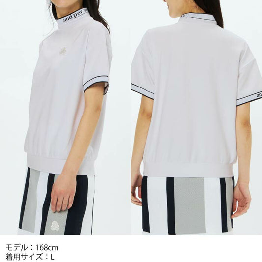 and per se アンパスィ ゴルフウェア レディース 4WAYリップル半袖ルーズネックシャツ マルチストレッチ 吸汗速乾 UVケア aff9695w6