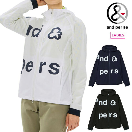 and per se アンパスィ ゴルフウェア レディース マルチウェザーフーディージャケット ブルゾン マルチストレッチ はっ水 UV 抗菌防臭 透湿 AFS1106G1