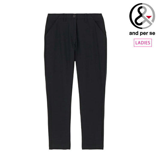and per se アンパスィ ゴルフウェア レディース ショットスムーザーツイルパンツ ロングパンツ テーパードシルエット マルチストレッチ C0はっ水 UV 抗菌防臭 AFS5006E3