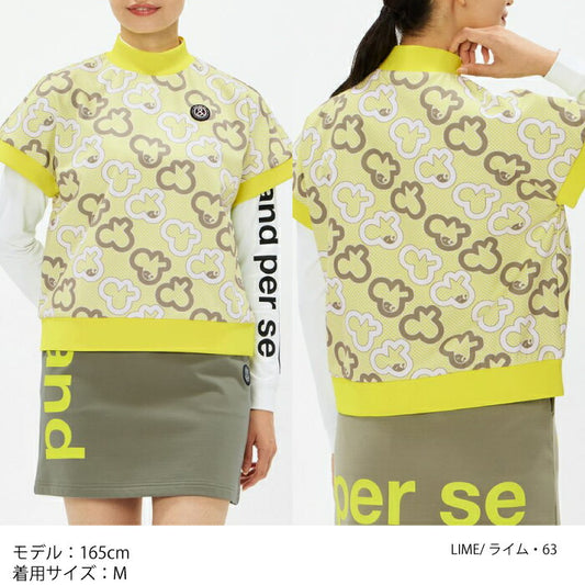 and per se アンパスィ ゴルフウェア レディース ショットスムーザー ショットスムーザープリンテッドスウェット半袖シャツ マルチストレッチ 吸汗速乾 UV 抗菌防臭 べたつき軽減 オーバーシルエット AFS6516J6