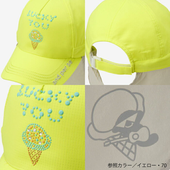 and per se アンパスィ ゴルフウェア レディース キャップ 帽子 はっ水 UV サンシェード サイズ調整可能 AFS8416