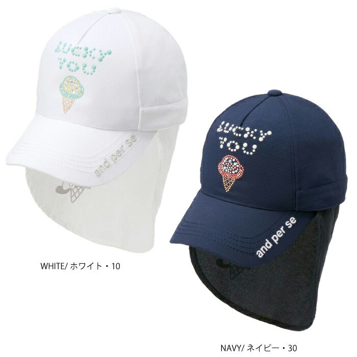 and per se アンパスィ ゴルフウェア レディース キャップ 帽子 はっ水 UV サンシェード サイズ調整可能 AFS8416