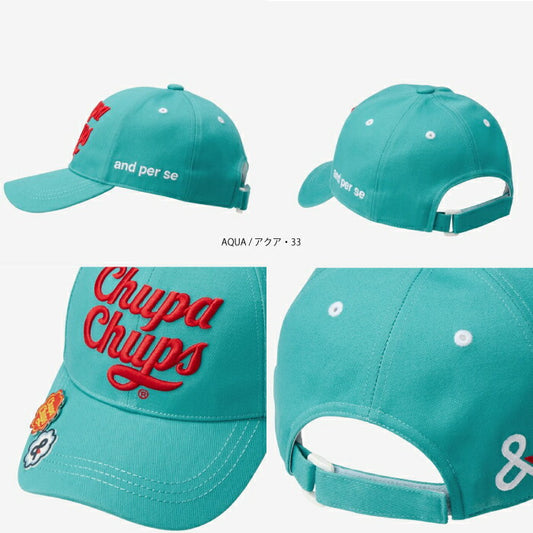 and per se アンパスィ ゴルフウェア レディース チュッパチャプス キャップ コラボ 帽子 リバーシブルマーカー付 UVカット 綿100％ サイズ調整可 かわいい ギフト AFS8446