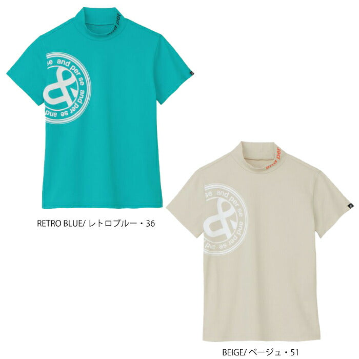 and per se アンパスィ ゴルフウェア レディース SWING DRY メッシュ半袖モックネックシャツ マルチストレッチ 吸汗速乾 UV 通気 べたつき軽減 抗菌防臭 AFS9516V2