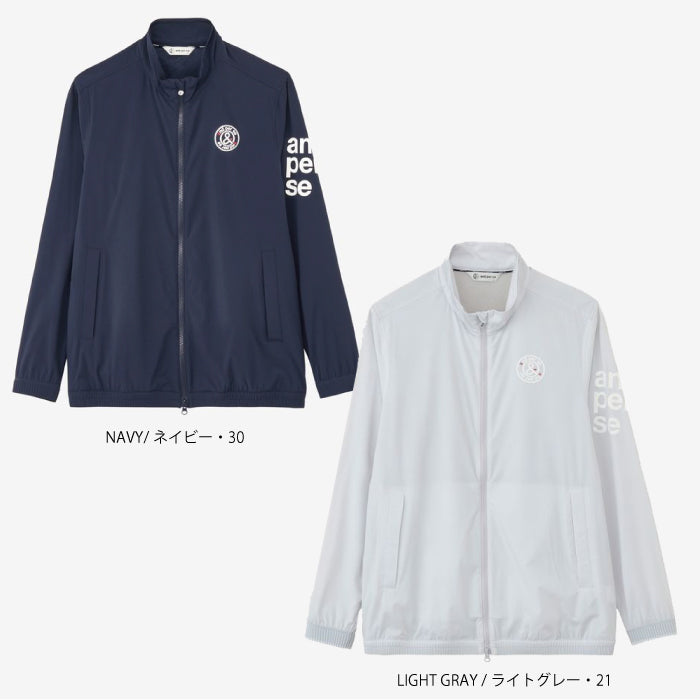 and per se アンパスィ ゴルフウェア メンズ AIRJUSTERスタンドカラーブルゾン マルチストレッチ 軽量 保温 抗菌防臭 起毛裏地 ダブルファスナー amf1106g2