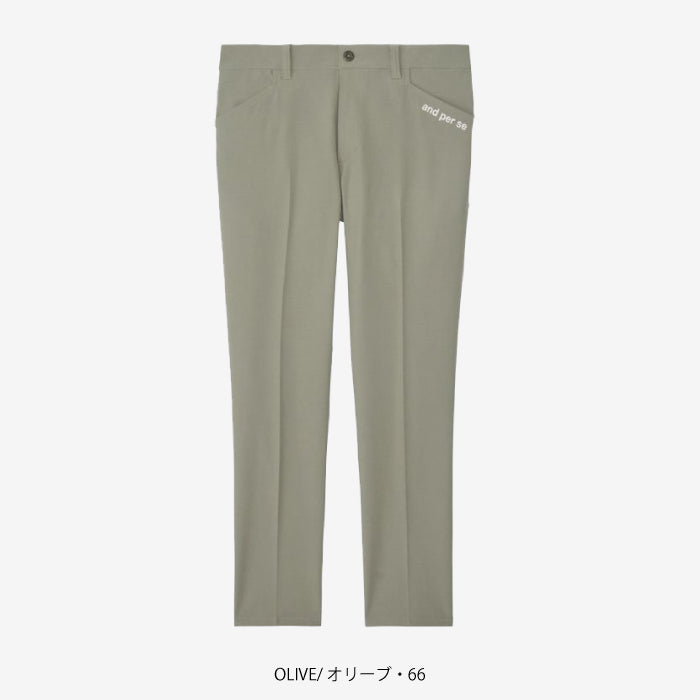 and per se アンパスィ ゴルフウェア メンズ ショットスムーザーツイルパンツ テーパードシルエット マルチストレッチ はっ水 UV 抗菌防臭 amf5006e3