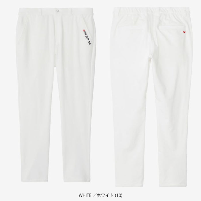 and per se アンパスィ ゴルフウェア メンズ ショットスムーザーウォームパンツ ロングパンツ テーパード マルチストレッチ 裏起毛加工 UVプロテクト ニット素材 amf5056e5