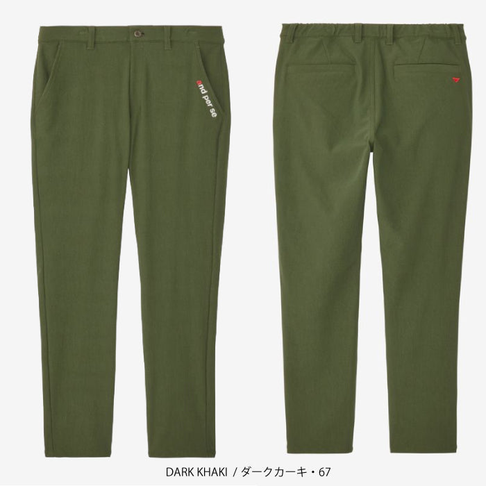 and per se アンパスィ ゴルフウェア メンズ ショットスムーザーウォームパンツ ロングパンツ テーパード マルチストレッチ 裏起毛加工 UVプロテクト ニット素材 amf5056e5
