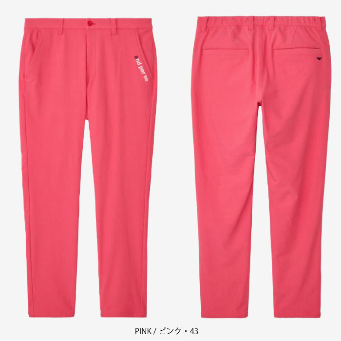 and per se アンパスィ ゴルフウェア メンズ ショットスムーザーウォームパンツ ロングパンツ テーパード マルチストレッチ 裏起毛加工 UVプロテクト ニット素材 amf5056e5