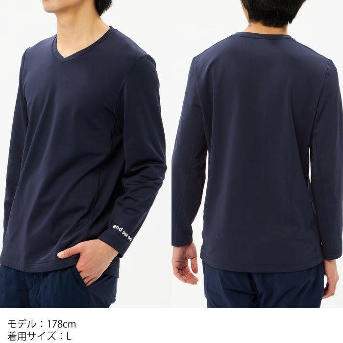 and per se アンパスィ ゴルフウェア メンズ Vネックインナーシャツ 裏起毛 抗菌防臭 UVプロテクト 保温 amf6806w9