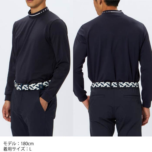 and per se アンパスィ ゴルフウェア メンズ 4WAYリップル長袖モックネックシャツ マルチストレッチ 吸汗速乾 UVケア AMF9295W3