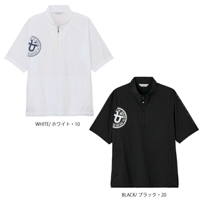 and per se アンパスィ ゴルフウェア メンズ マルチウェザー半袖ハーフジップシャツ マルチストレッチ はっ水 UV 抗菌防臭 透湿 AMS1506G1