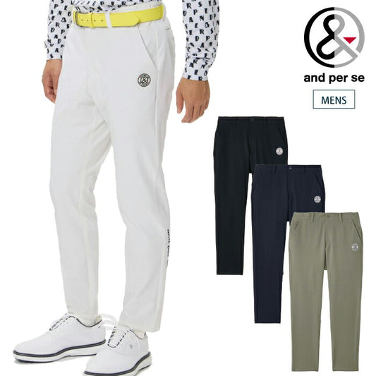 and per se アンパスィ ゴルフウェア メンズ ショットスムーザーツイルパンツ ロングパンツ テーパード マルチストレッチ C0はっ水 UV 抗菌防臭 AMS5006E3