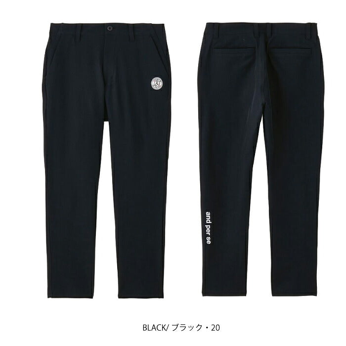 and per se アンパスィ ゴルフウェア メンズ ショットスムーザーツイルパンツ ロングパンツ テーパード マルチストレッチ C0はっ水 UV 抗菌防臭 AMS5006E3