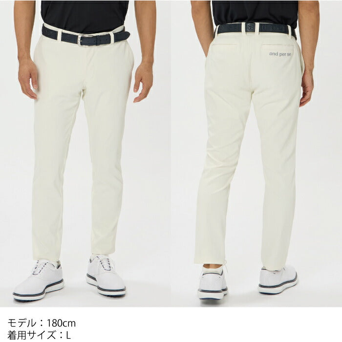 and per se アンパスィ ゴルフウェア メンズ クールオックスフォード パンツ ロングパンツ ストレッチ はっ水 UV 遮熱 接触冷感 抗菌防臭 ams5046e8