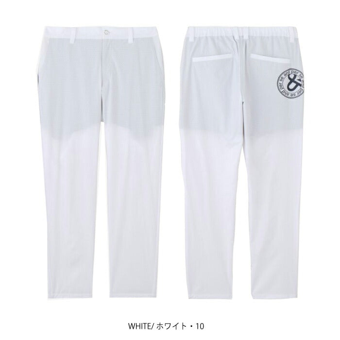 and per se アンパスィ ゴルフウェア メンズ エアリークロス パンツ スリムシルエット ロングパンツ マルチストレッチ はっ水 抗菌防臭 通気 AMS5056E2