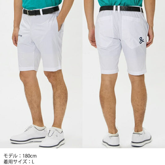 and per se アンパスィ ゴルフウェア メンズ エアリークロス ハーフパンツ スリムシルエット マルチストレッチ はっ水 抗菌防臭 通気 AMS5556E2
