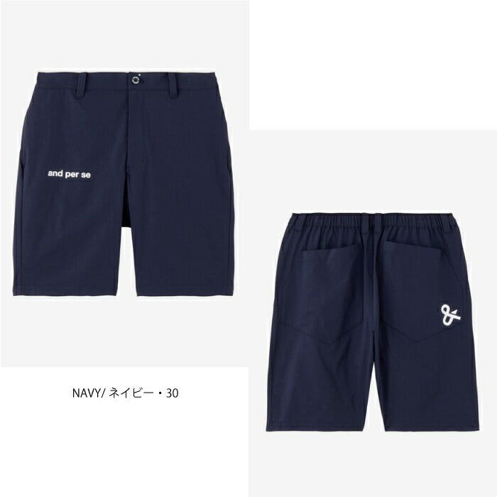 and per se アンパスィ ゴルフウェア メンズ エアリークロス ハーフパンツ スリムシルエット マルチストレッチ はっ水 抗菌防臭 通気 AMS5556E2