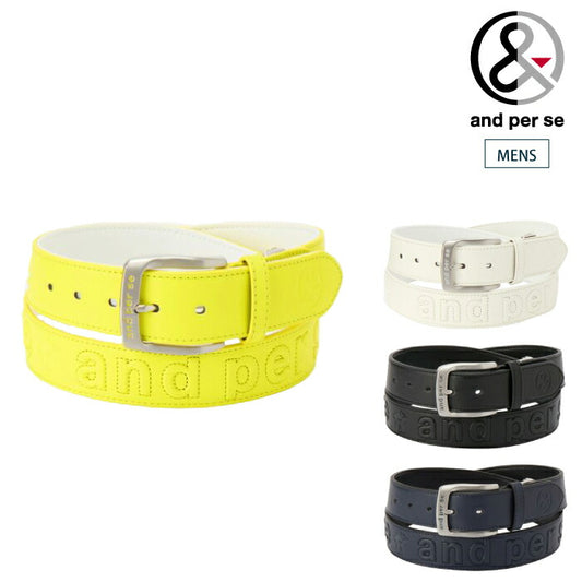 and per se アンパスィ ゴルフ メンズ ロゴベルト ベーシックデザイン 長さ調整可 フリーカット仕様 AMS7406
