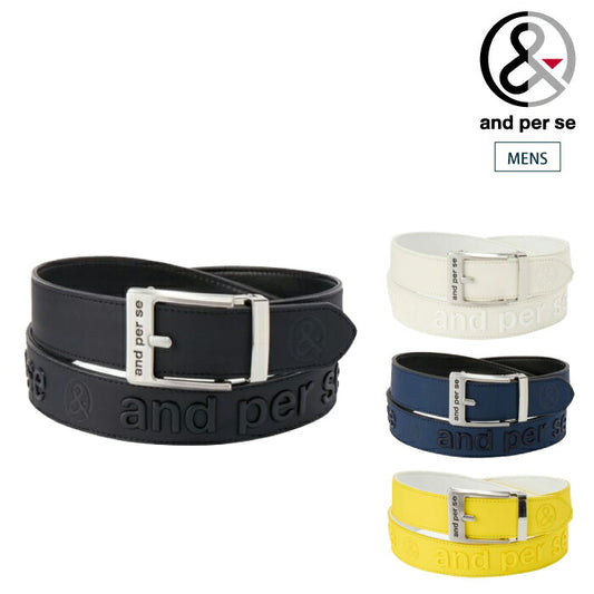 and per se アンパスィ ゴルフ メンズ ロゴベルト ベーシックデザイン スライド式バックル サイズ調整可能 サイズ調整可能 AMS7416