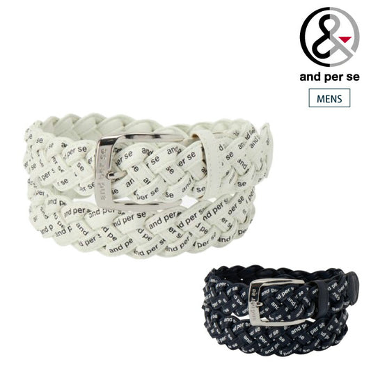 and per se アンパスィ ゴルフ メンズ ベルト 編み込みメッシュベルト ウエスト調整可 ams7436