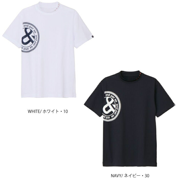 and per se アンパスィ ゴルフウェア メンズ SWING DRY メッシュ半袖モックネックシャツ マルチストレッチ 吸汗速乾 UV 抗菌防臭 べたつき軽減 通気 AMS9566V2