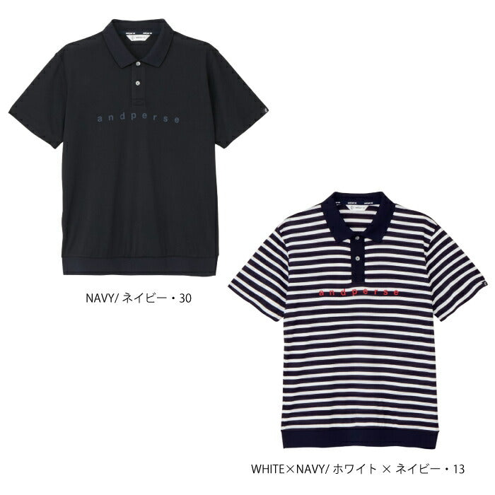 and per se アンパスィ ゴルフウェア メンズ COOL is COOL 半袖オーバーシャツ マルチストレッチ 吸汗速乾 UV 抗菌防臭 べたつき軽減 遮熱 AMS9656Z1