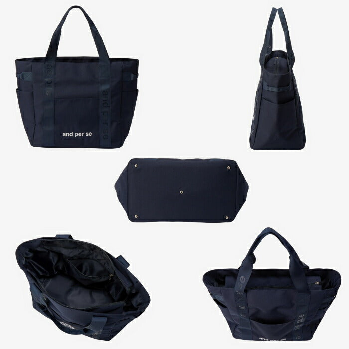 and per se アンパスィ ゴルフ メンズ レディース BIGトートバッグ ユニセックス 刺繍ワッペン ポケット付き aua7006