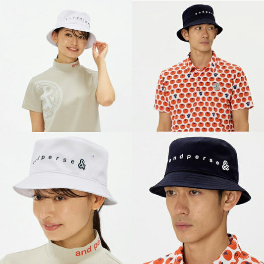 and per se アンパスィ ゴルフ メンズ レディース 帽子 ポリエステルツイルバケットハット はっ水 UV 防水 高度透湿 オールシーズン aua8606