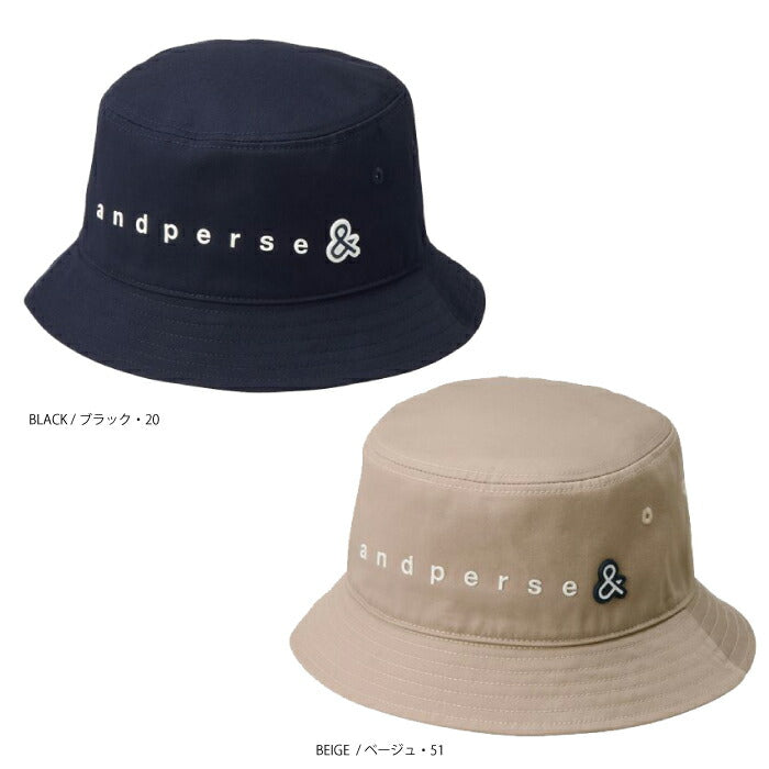 and per se アンパスィ ゴルフ メンズ レディース 帽子 ポリエステルツイルバケットハット はっ水 UV 防水 高度透湿 オールシーズン aua8606