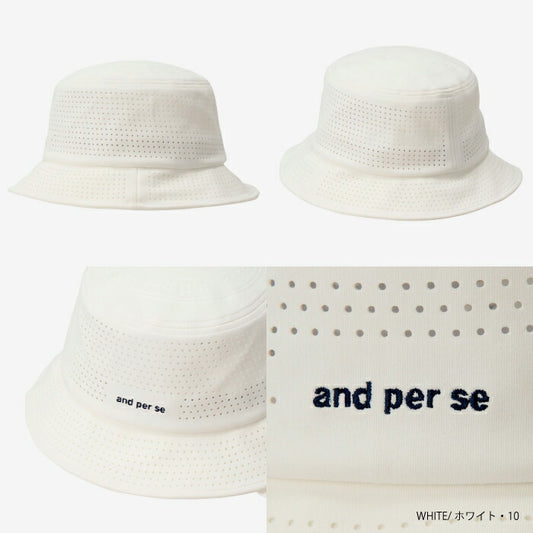and per se アンパスィ ゴルフ メンズ レディース 帽子 パンチングメッシュバケットハット ユニセックス 遮熱 吸汗速乾 蒸れ軽減 aus8616