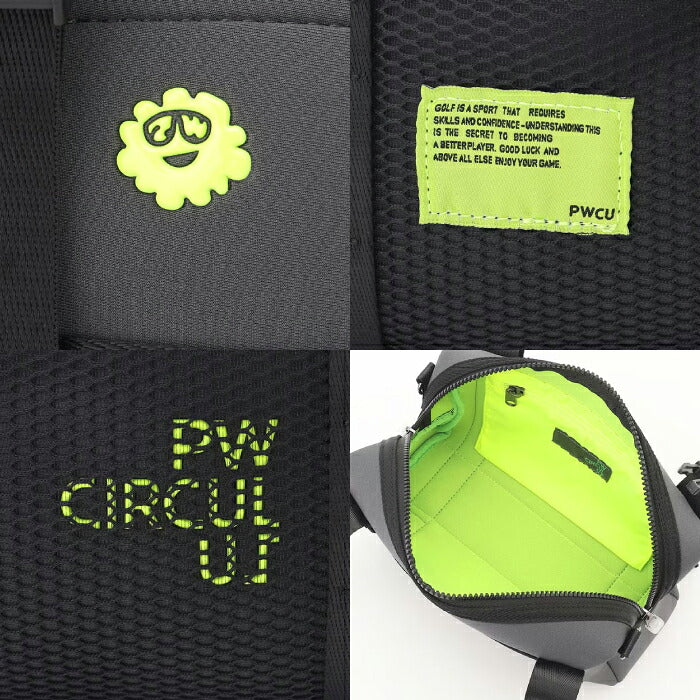 PW CIRCULUS ピーダブリュサーキュラス ゴルフ メンズ レディース UNISEX PWロゴカートポーチ カートバッグ ショルダー付 カート手すり取り付け可能 ネオプレーン素材 内側ポケット付き bo7ilm0311