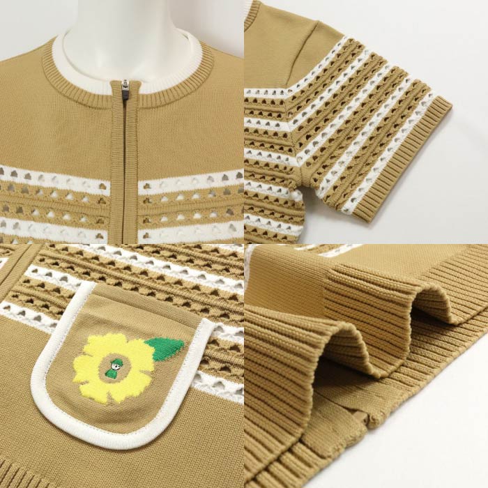 PICONE CLUB ピッコーネクラブ ゴルフウェア レディース フラワー刺繍ジップカーディガン c458327