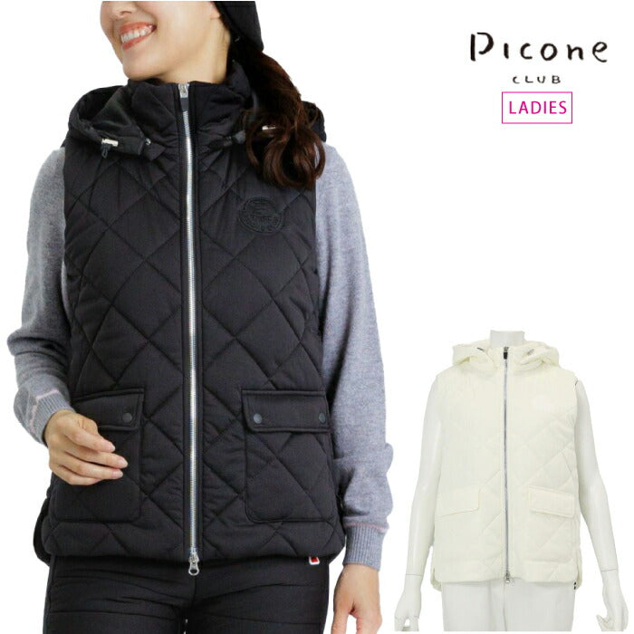 PICONE CLUB ピッコーネクラブ ゴルフウェア レディース 防風保温キルト中綿ジップベスト 防風性 はっ水性 ストレッチ性 C514020