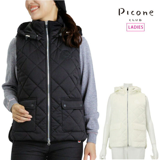 PICONE CLUB ピッコーネクラブ ゴルフウェア レディース 防風保温キルト中綿ジップベスト 防風性 はっ水性 ストレッチ性 C514020