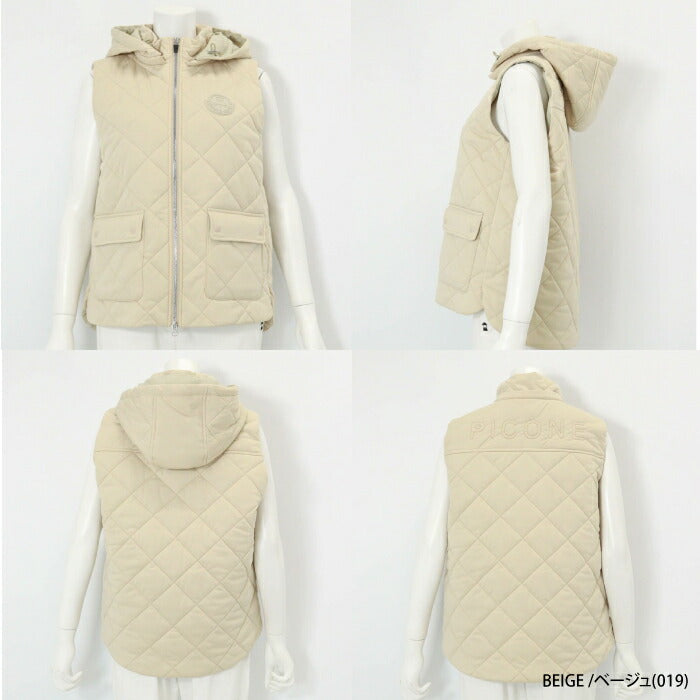 PICONE CLUB ピッコーネクラブ ゴルフウェア レディース 防風保温キルト中綿ジップベスト 防風性 はっ水性 ストレッチ性 C514020