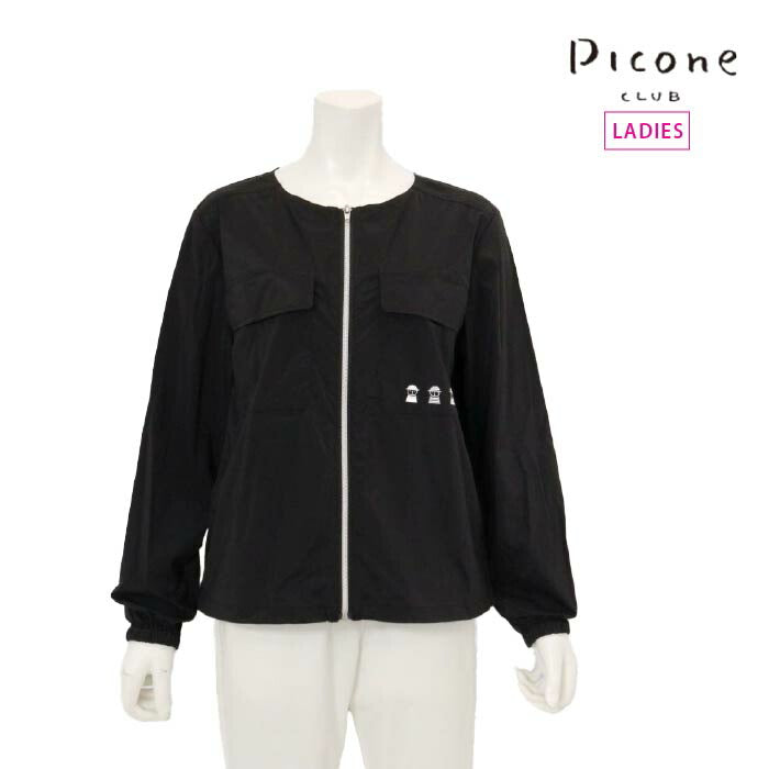 PICONE CLUB ピッコーネクラブ ゴルフウェア レディース ナイロンタフタ撥水ブルゾン ノーカラー 薄手 撥水 c514955